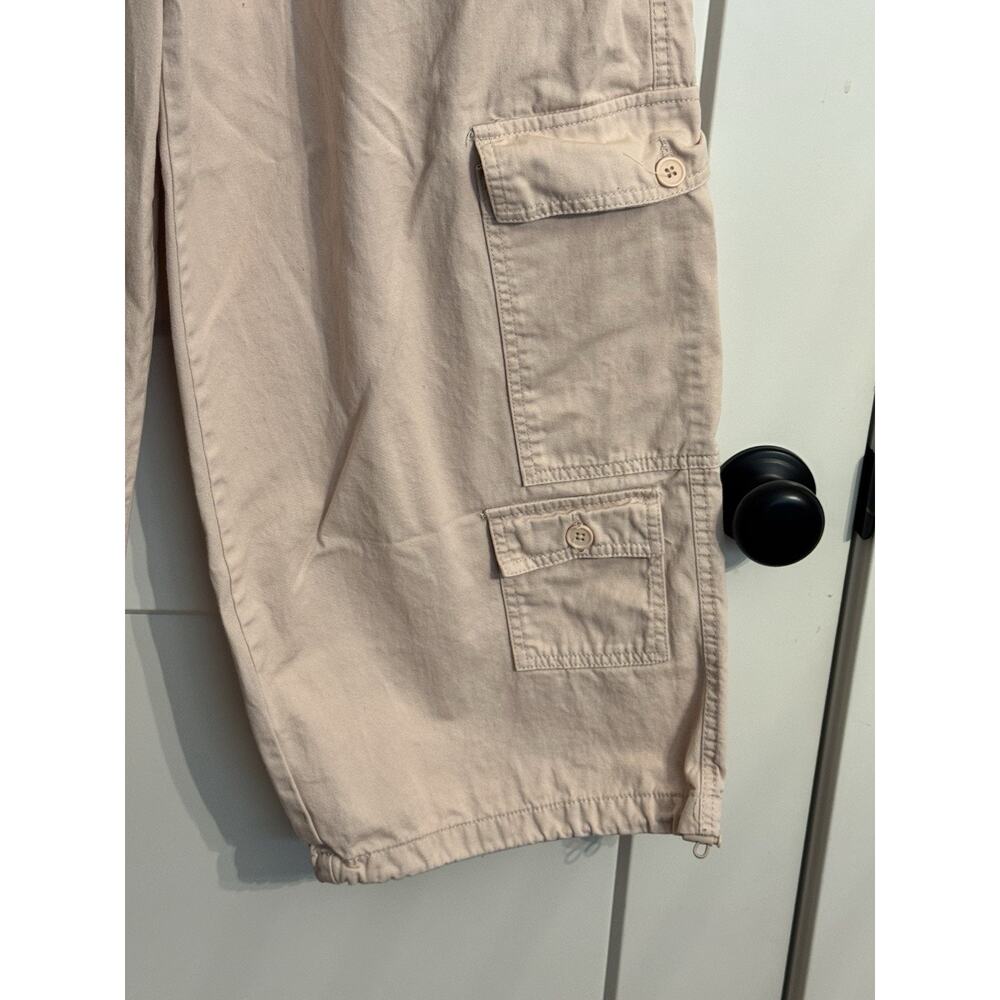 Almost Famous Wide Leg Pink Cargo Pants Elastic Waist Drawstring Bottoms Sz XL - Picture 3 of 8